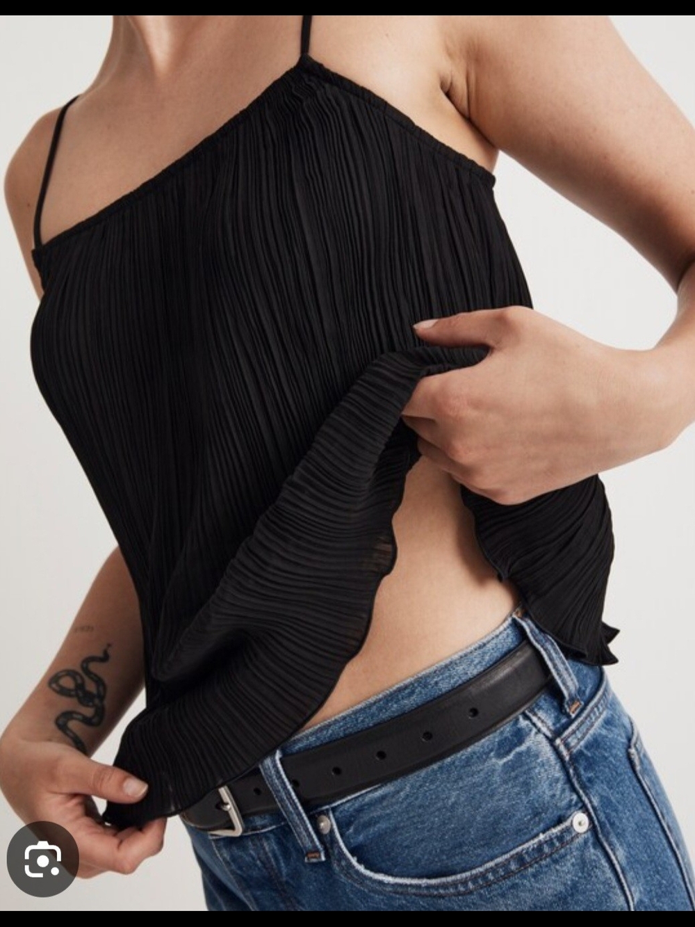 a new day Black Pleated Cami with Spaghetti Straps